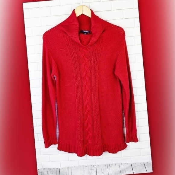 Chaps Sweaters - Chaps Red Cable Knit Cowl Neck‎ Sweater Women's Medium